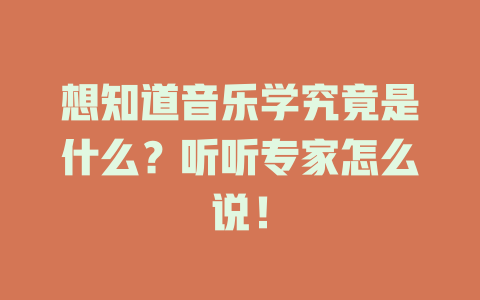 想知道音乐学究竟是什么?听听专家怎么说!