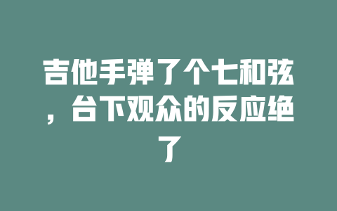 吉他手弹了个七和弦，台下观众的反应绝了
