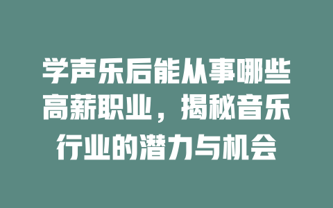 学声乐后能从事哪些高薪职业，揭秘音乐行业的潜力与机会
