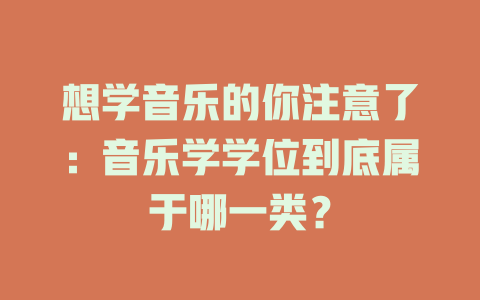 想学音乐的你注意了:音乐学学位到底属于哪一类?