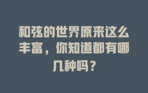 和弦的世界原来这么丰富,你知道都有哪几种吗?