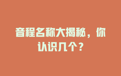 音程名称大揭秘,你认识几个?