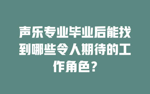 声乐专业毕业后能找到哪些令人期待的工作角色？