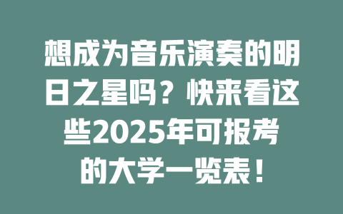 想成为音乐演奏的明日之星吗?快来看这些2025年可报考的大学一览表!