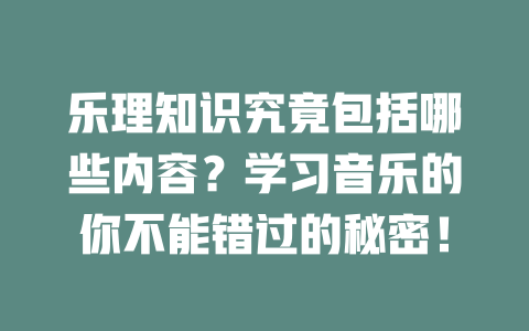 乐理知识究竟包括哪些内容？学习音乐的你不能错过的秘密！