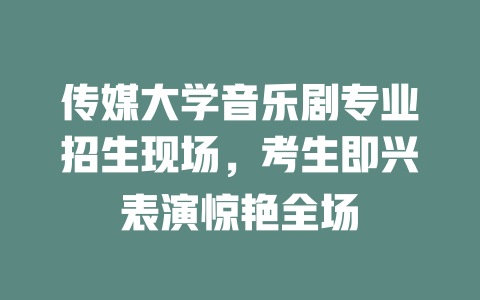 传媒大学音乐剧专业招生现场,考生即兴表演惊艳全场