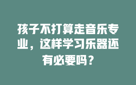 孩子不打算走音乐专业,这样学习乐器还有必要吗?