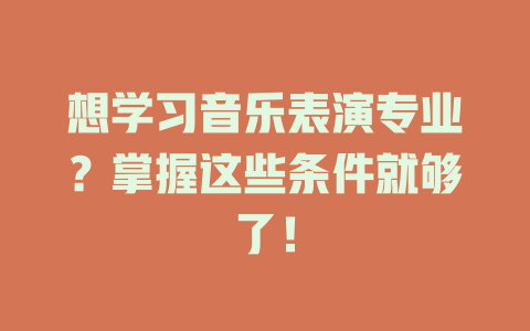 想学习音乐表演专业?掌握这些条件就够了!