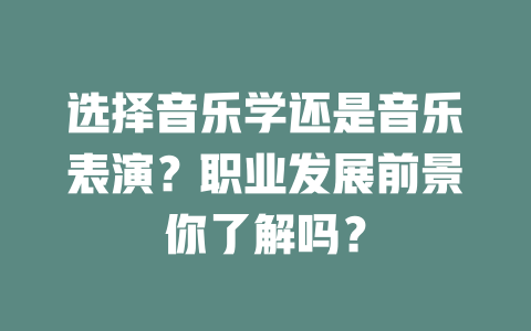 选择音乐学还是音乐表演?职业发展前景你了解吗?