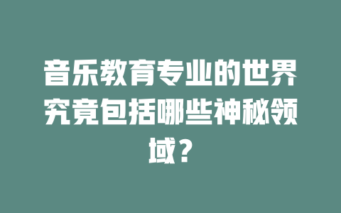 音乐教育专业的世界究竟包括哪些神秘领域?