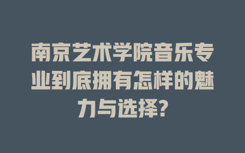 南京艺术学院音乐专业到底拥有怎样的魅力与选择?