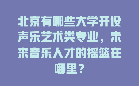 北京有哪些大学开设声乐艺术类专业，未来音乐人才的摇篮在哪里？