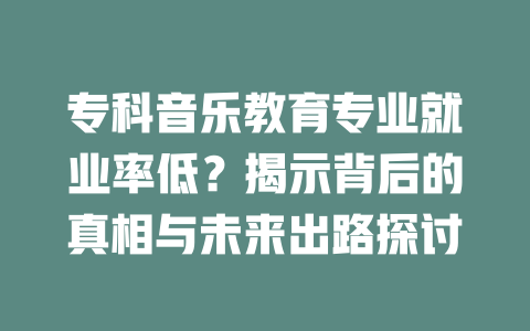 专科音乐教育专业就业率低？揭示背后的真相与未来出路探讨