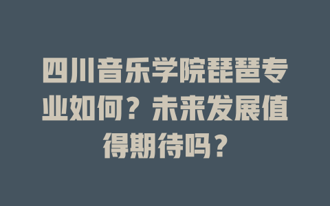四川音乐学院琵琶专业如何?未来发展值得期待吗?