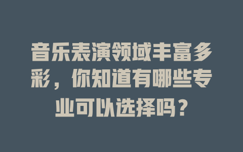 音乐表演领域丰富多彩,你知道有哪些专业可以选择吗?