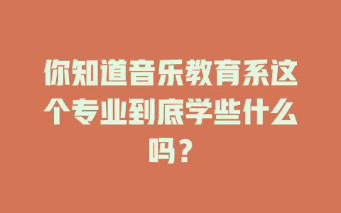 你知道音乐教育系这个专业到底学些什么吗？