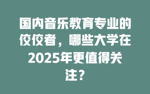 国内音乐教育专业的佼佼者，哪些大学在2025年更值得关注？